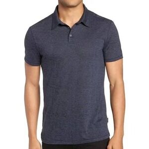John Varvatos Medium Blue Spacedye Short Sleeve Polo